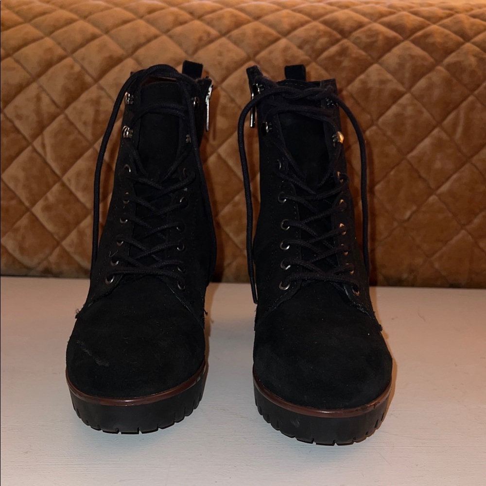 Anne Klein Black Lace-Up Women's Boots